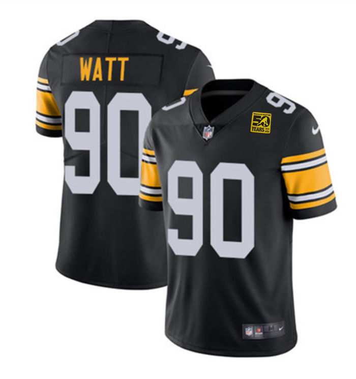 Men's Pittsburgh Steelers #90 T.J. Watt Black 2023 50th Anniversary Vapor Untouchable Limited Jersey